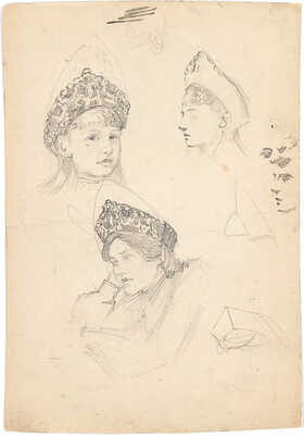 Герасимов Сергей Васильевич. Девушки в кокошниках (наброски)